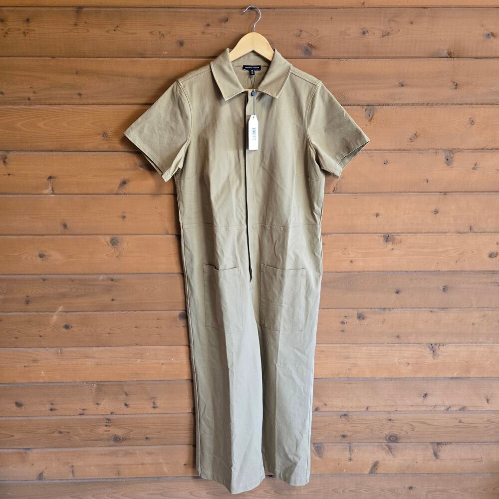 Universal Standard Kate Twill Jumpsuit NWT Vintage Khaki XS 10-12 Snap Boho Top - Picture 2 of 6